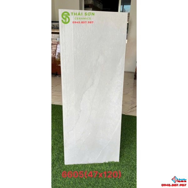 Gạch giả gỗ lát bậc cầu thang 47x120 màu xám nhạt