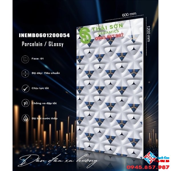 Gạch ốp tường trang trí nhập khẩu siêu bóng 60x120 ấn độ