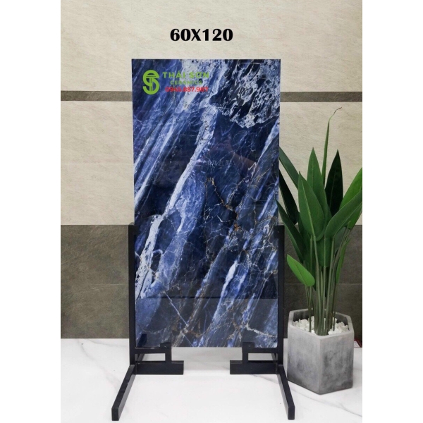 Gạch bóng kính ấn độ 60x120 vân xanh ốp lát nhà biệt thự