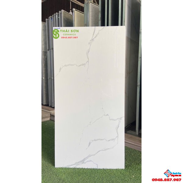 Gạch lát nền 60x120 bóng kiếng ấn độ trắng vân giá rẻ