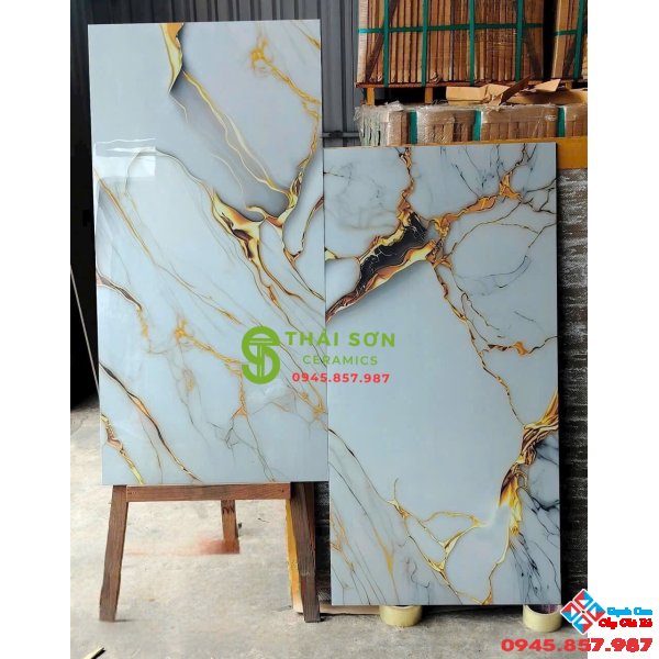 Gạch nền 60x120 ấn độ ánh vàng kim bóng kiếng mới nhất
