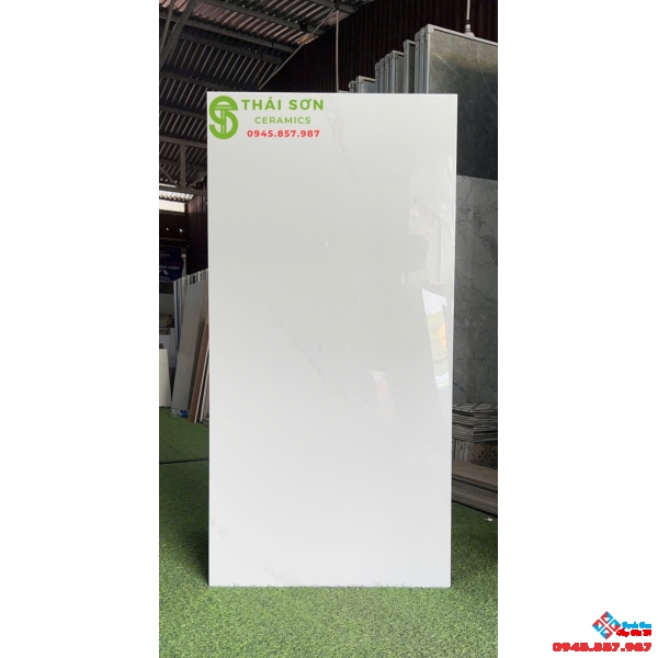 Gạch apodio siêu bóng 60x120 lát nền màu trắng mây nhẹ