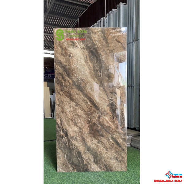 Gạch 60x120 bóng kiếng lát nền catalan màu nâu đất