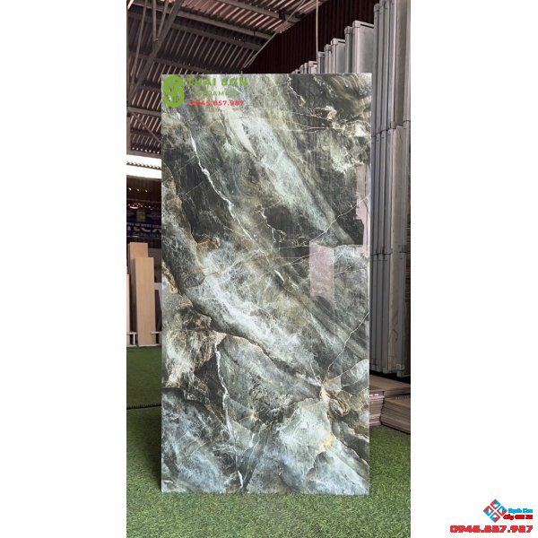 Gạch bóng kiếng 60x120 lát nền màu xanh ngọc bích
