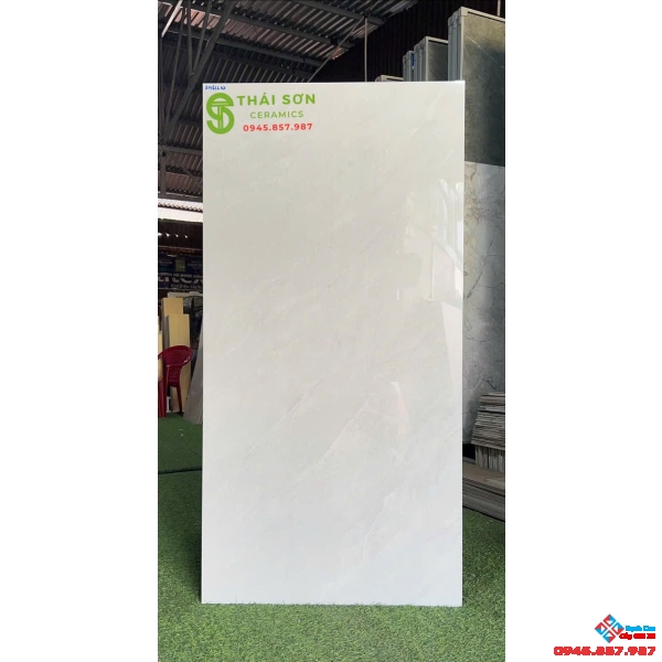 Gạch lát nền cmc 60x120 bóng kiếng màu xám nhẹ