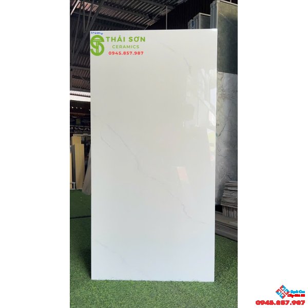 Gạch cmc lát nền 60x120 trắng vân mây bóng kiếng