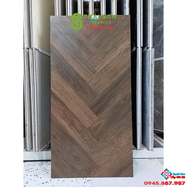Gạch giả gỗ xương cá 60x120 lát nền phòng ngủ