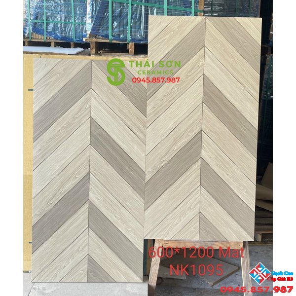 Gạch lát nền vân gỗ ghép xương cá 60x120 ấn độ