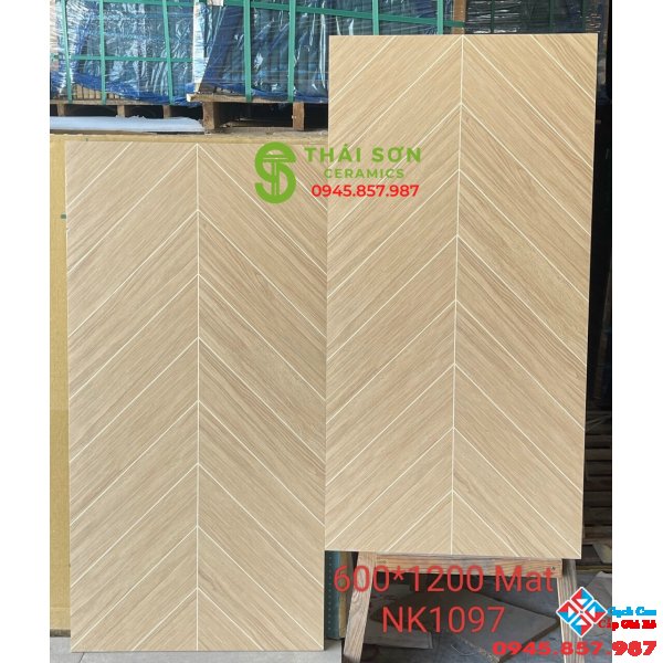 Gạch giả gỗ mờ 60x120 vân xương cá lát nền phòng khách 