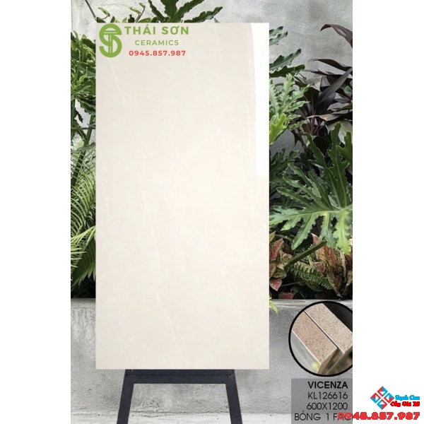 Gạch vicenza 60x120 bóng kiếng lát nền màu vàng kem