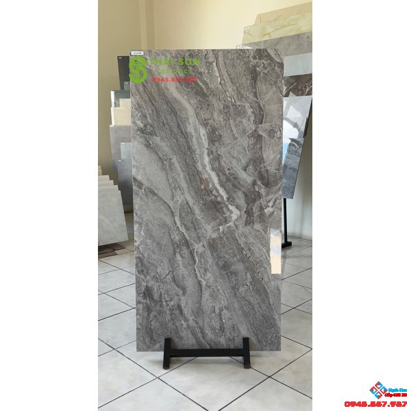 Gạch trung quốc 60x120 lát nền khắc kim màu xám đá