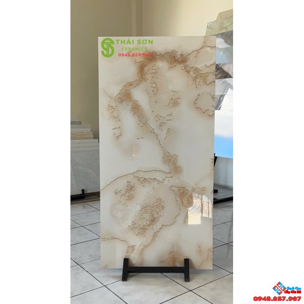 Gạch trung quốc 60x120 khắc kim tông màu kem 