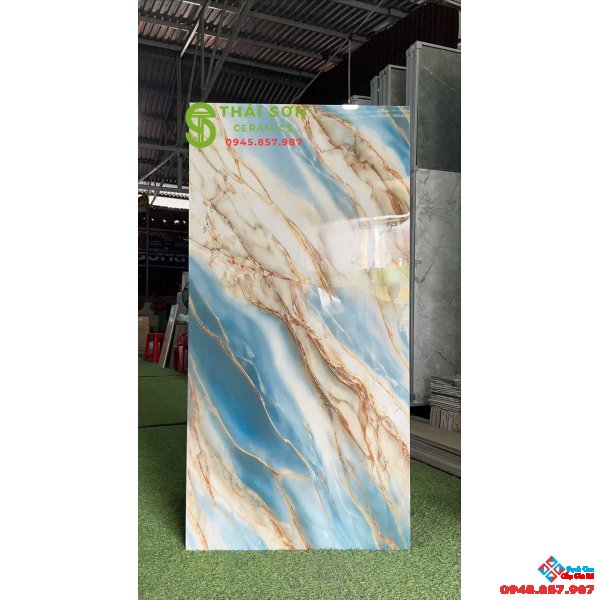 Gạch 60x120 siêu bóng lát nền ấn độ màu xanh vân đá
