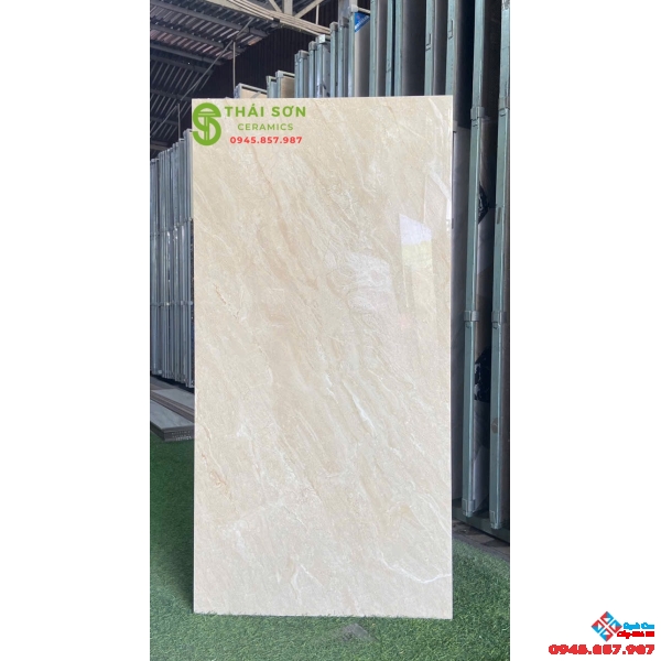 Gạch 60x120 bóng kiếng tasa vân kem vàng giá rẻ