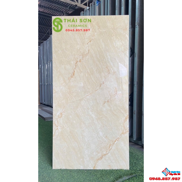 Gạch lát nền vân đá vàng 60x120 tasa bóng kiếng