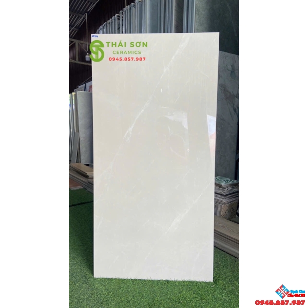 Gạch vicenza 60x120 lát nền bóng kiếng màu kem 