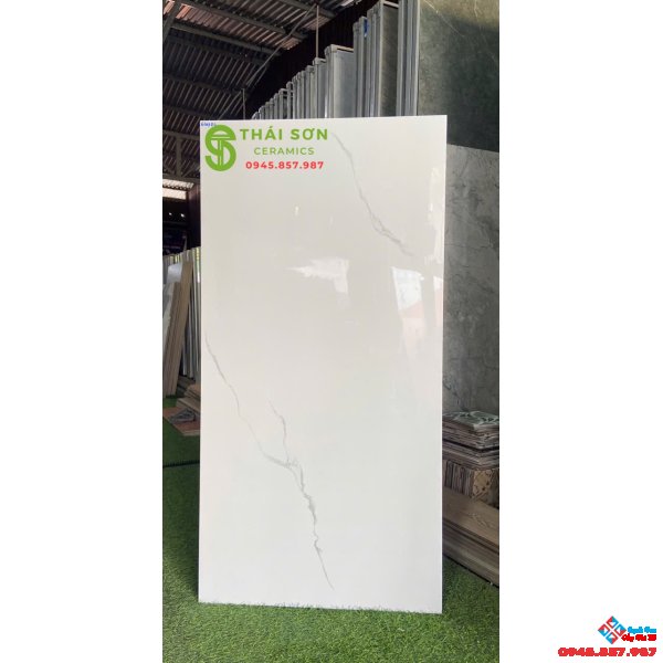 Gạch vicenza 60x120 trắng vân mây bóng vi tinh 