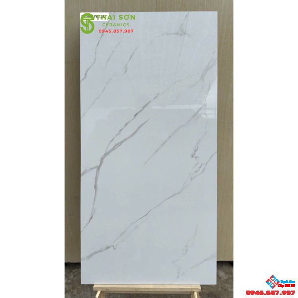 Gạch viglacera 60x120 bóng kiếng lát nền trắng vân mây