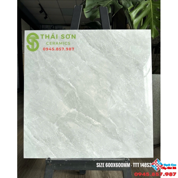 Gạch cmc màu xám trắng 60x60 bóng kiếng