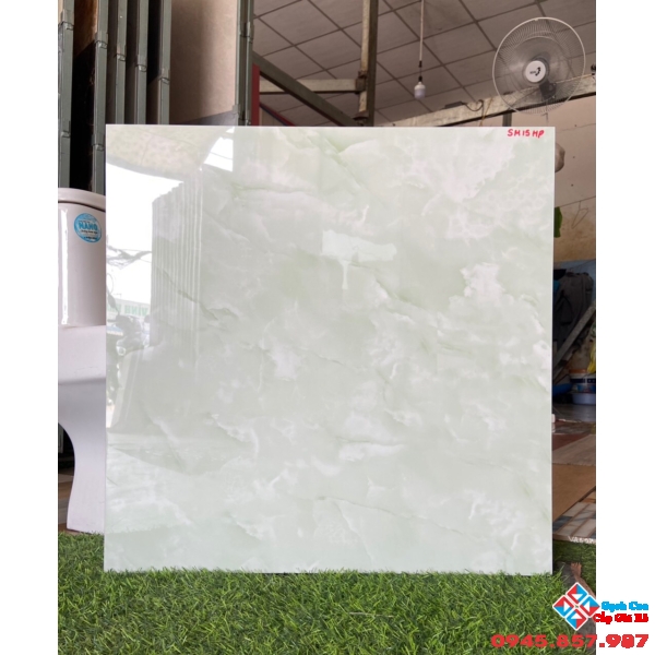 Gạch bóng kiếng 600x600 vân xanh