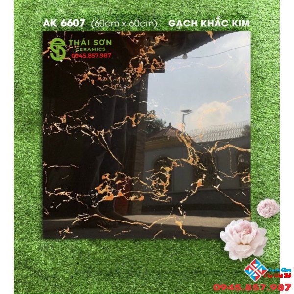 Gạch trung quốc đen cam 60x60 khắc kim cao cấp