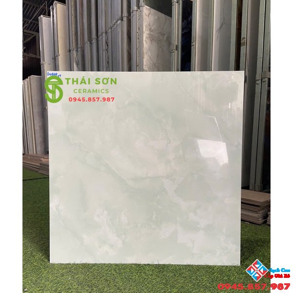 Gạch vitto hoàn mỹ 60x60 bóng kiếng màu xanh 