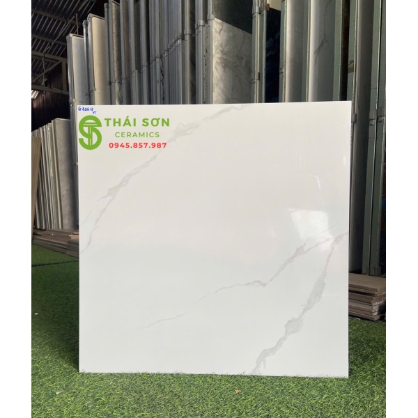 Gạch vitto hoàn mỹ 60x60 bóng kiếng trắng vân mây
