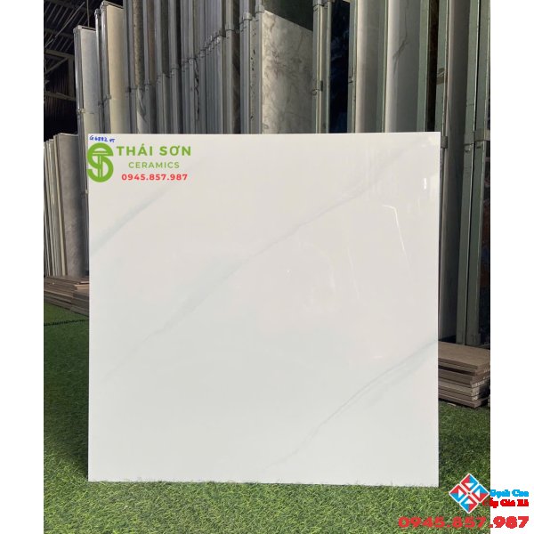 Gạch vitto hoàn mỹ 60x60 lát nền bóng kiếng trắng vân đá 