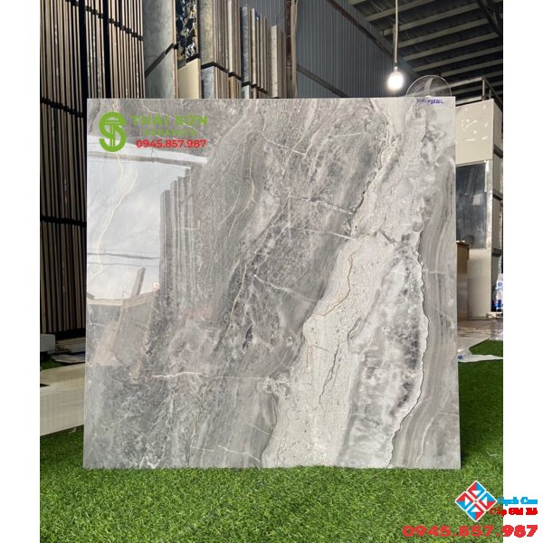 Gạch lót sàn bóng kiếng khắc kim 80x80 cao cấp Tân An