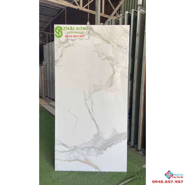 Gạch tasa trắng vân đá 80x160 lát nền bóng kiếng