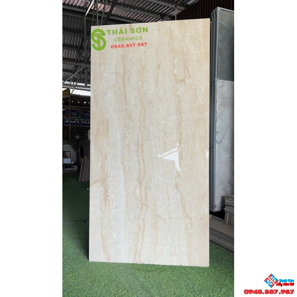 Gạch 80x160 ấn độ màu kem vàng bóng kiếng vân gỗ