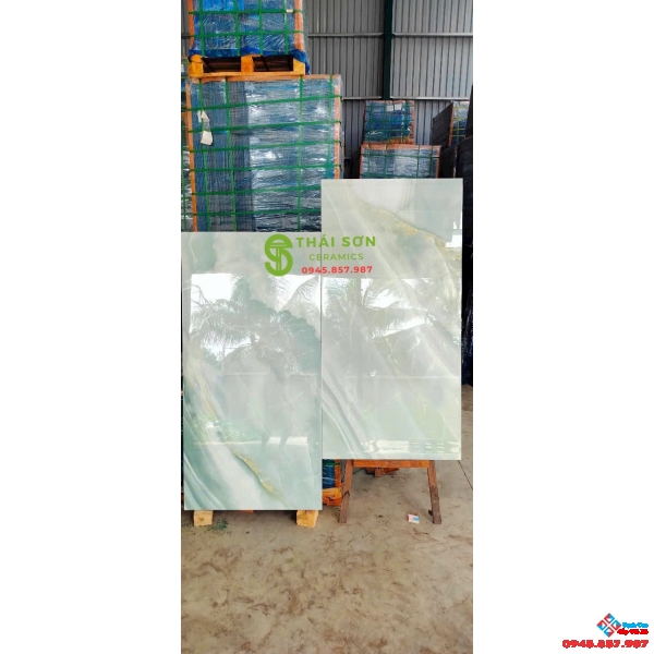 Gạch lát nền 80x160 bóng kiếng ấn độ màu xanh đẹp