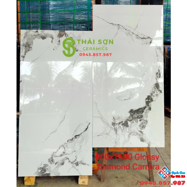 Gạch 80x160 ấn độ bóng kiếng trắng vân xám