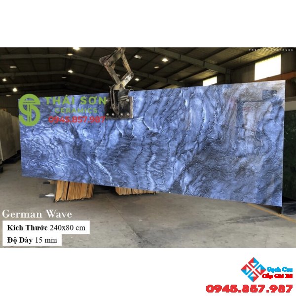 Gạch ốp lát bóng kiếng ấn độ 80x240 vân xanh biển