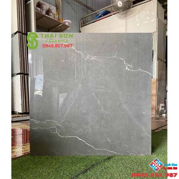 Gạch lát nền 80x80 bóng kiếng xám vân đậm cao cấp