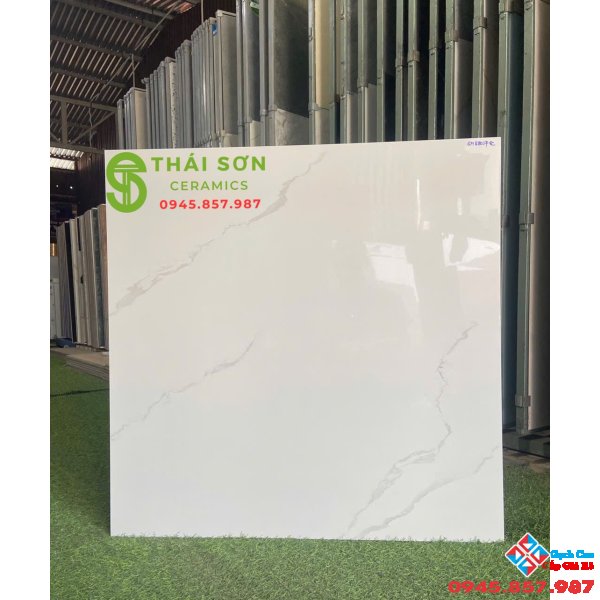 Gạch TTC 80x80 bóng kiếng lát nền trắng vân mây 