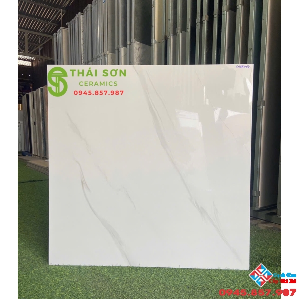 Gạch lát nền TTC 80x80 màu trắng vân mây bóng kiếng 