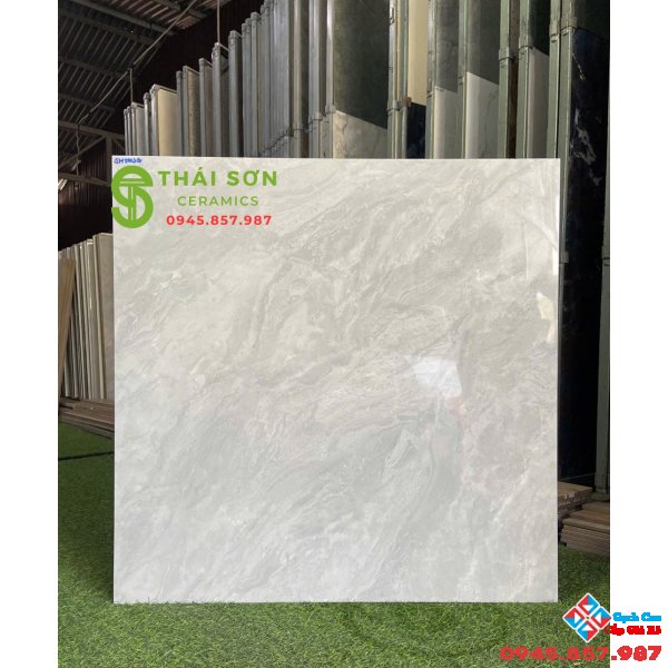 Gạch phương nam 80x80 bóng kiếng lát nền màu xám vân đá