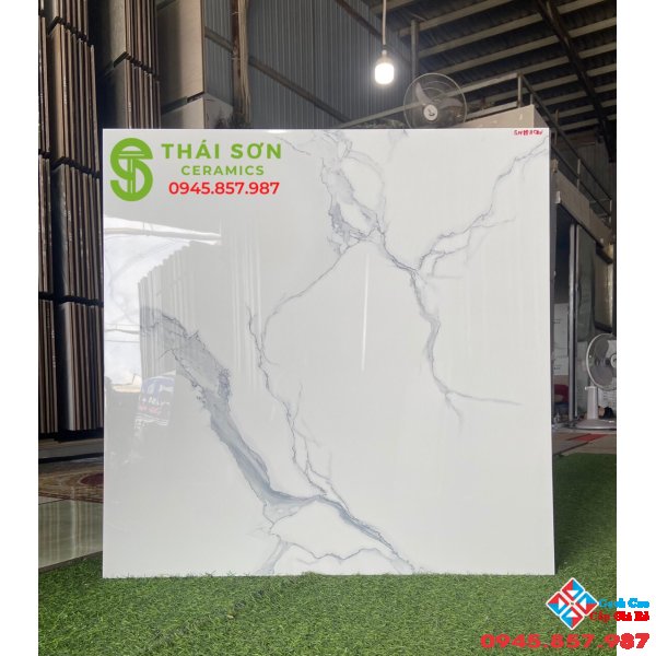 Gạch đá bóng kiếng tông trắng mây siêu bóng 80x80 cao cấp đẹp