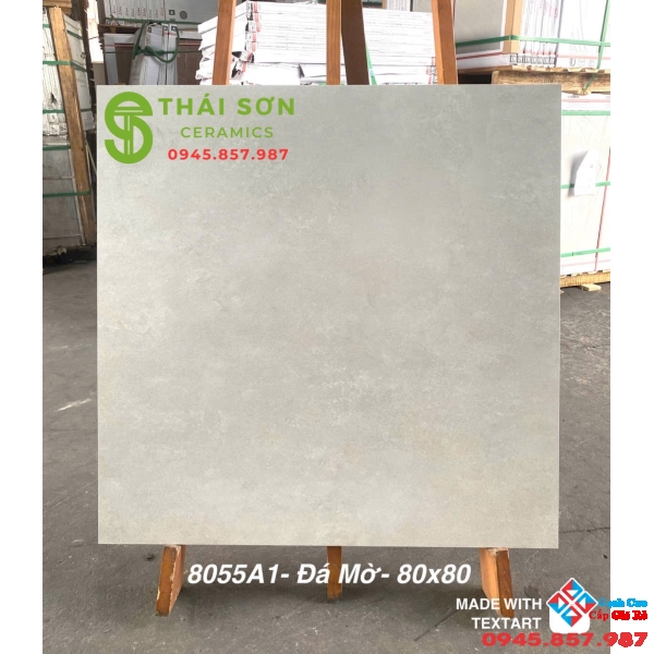 Gạch lát nền á mỹ 80x80 matt mờ màu xám xi măng nhạt