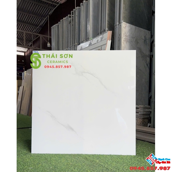 Gạch kamado 80x80 bóng kính lát nền vân trắng mây