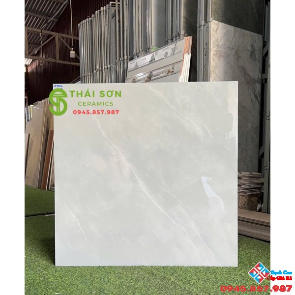 Gạch kamado 80x80 lát nền bóng kiếng màu xám xanh