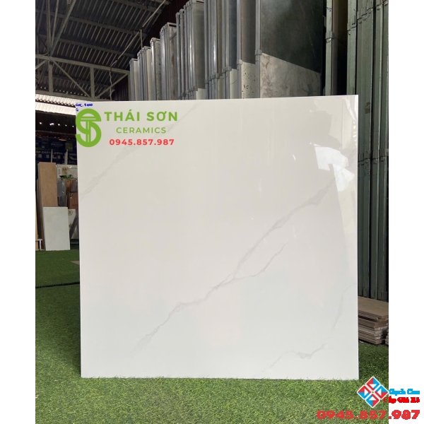 Gạch 80x80 bóng kiếng cmc lát nền màu trắng vân mây 