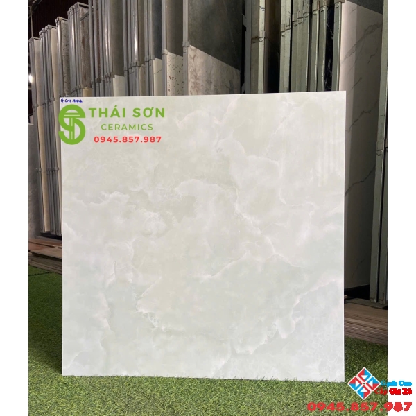 Gạch 80x80 bóng kiếng cmc lát nền phòng ngủ màu xanh 