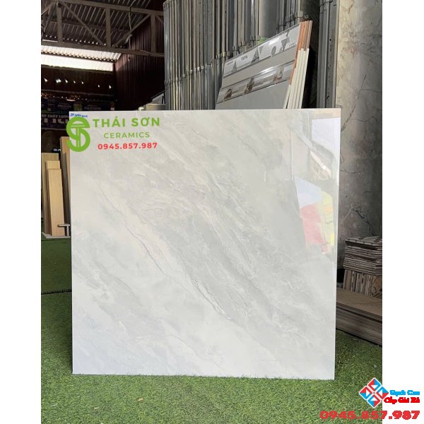 Gạch Takao bóng kính 80x80 lát nền màu xám vân đá