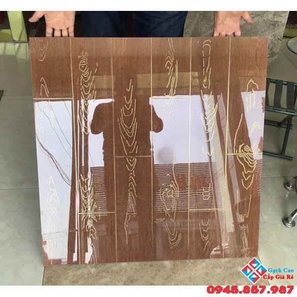 Gạch lát nền vân gỗ 80x80 khắc kim cao cấp