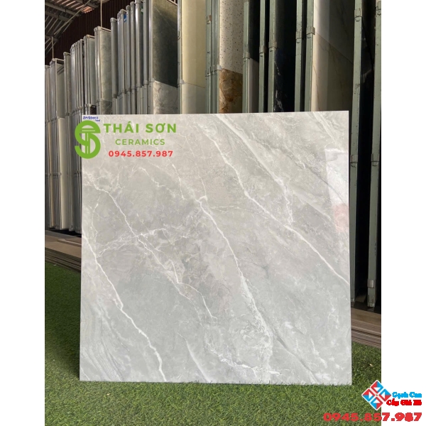 Gạch lát nền 80x80 vicenza bóng kiếng màu xám vân trắng