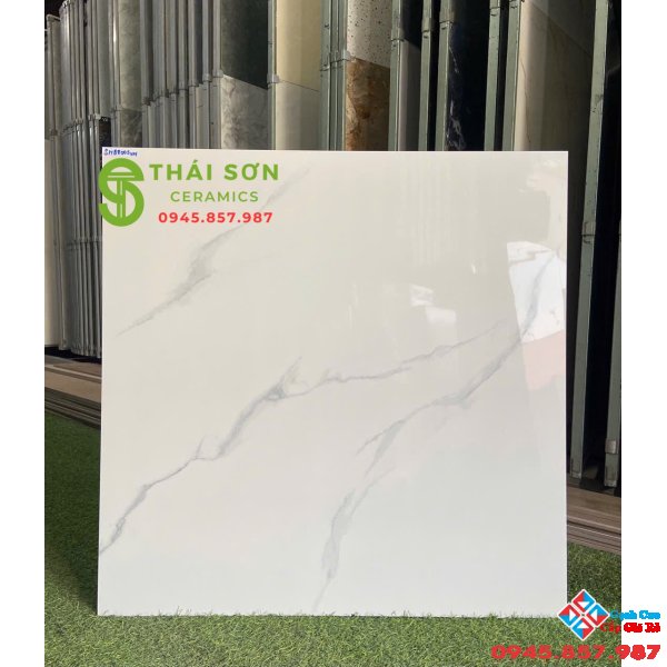 Gạch lát nền 80x80 vicenza bóng kiếng màu trắng vân mây