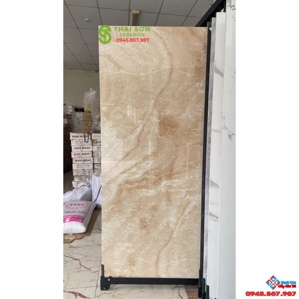 Gạch nền 90x180 bóng kiếng trung quốc vân vàng cao cấp