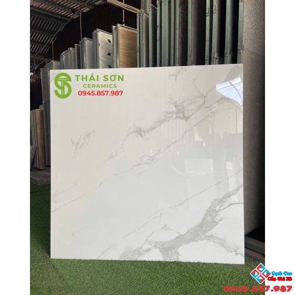 Gạch ốp lát ấn độ 120x120 bóng kiếng vân đá trắng